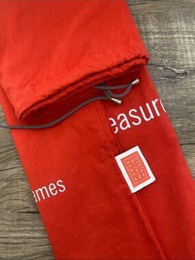 Design Within Reach Red Drawstring Fabric Storage Sack with Quote